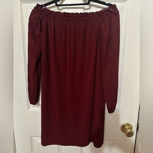 Off-Shoulder Burgundy Dress